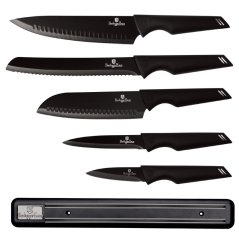 Sada kuchynských nožov s magnetickou lištou 6 dielna Berlingerhaus Black Silver Collection BH-2699