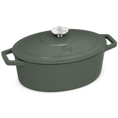 Ťažký liatinový oválny hrniec s vekom 4,65 L Berlingerhaus Matte Green Collection BH-6545