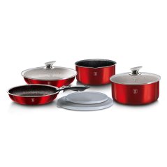 Sada varných a zapekacích mís s odnímateľnou rukoväťou 9 dielna vhodná do rúry do 220°C Berlingerhaus Metallic Line Burgundy BH-6145