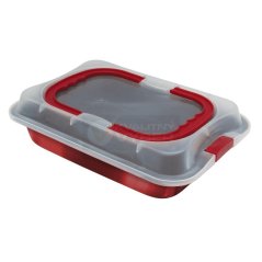 Hlboký pekáč na pečenie s plastovým krytom 36,5 x 24,5 cm Berlingerhaus Metallic Line Burgundy BH-1555