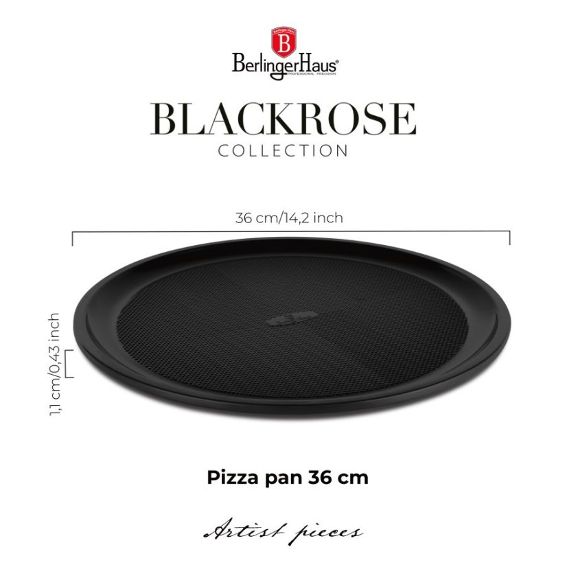 Pekáč - panvica na pizzu 36 cm s titánovým povrchom Berlingerhaus Matte Black Collection BH-7928