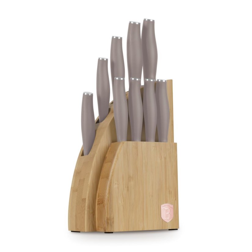 Sada kuchynských nožov s bambusovým stojanom 10 dielna Berlingerhaus Taupe Collection BH-3122