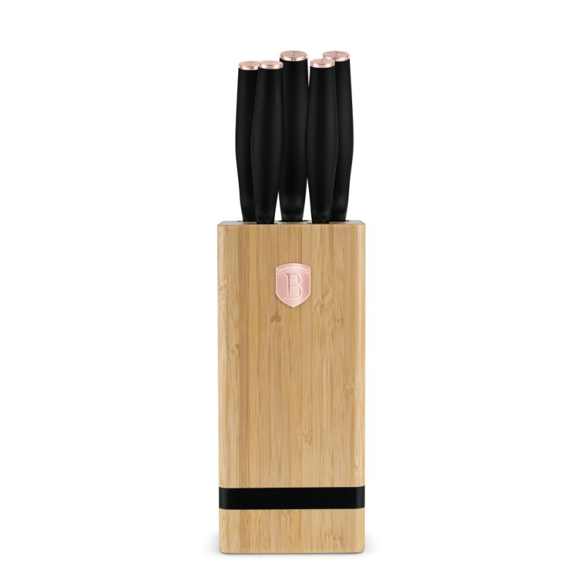 6 pcs knife set with bamboo stand Berlingerhaus Black Rose Collection BH-2970