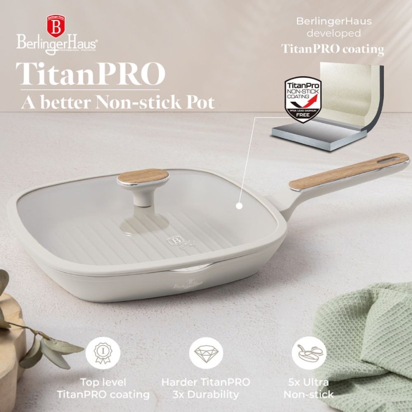 Grilovacia panvica s pokrievkou 28x28 cm Berlingerhaus Sahara Nordic Collection BH-8317