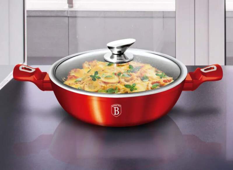 Plytký kastról 4,9 L s mramorovým povrchom 32 cm Berlingerhaus Metallic Line Burgundy BH-1264N