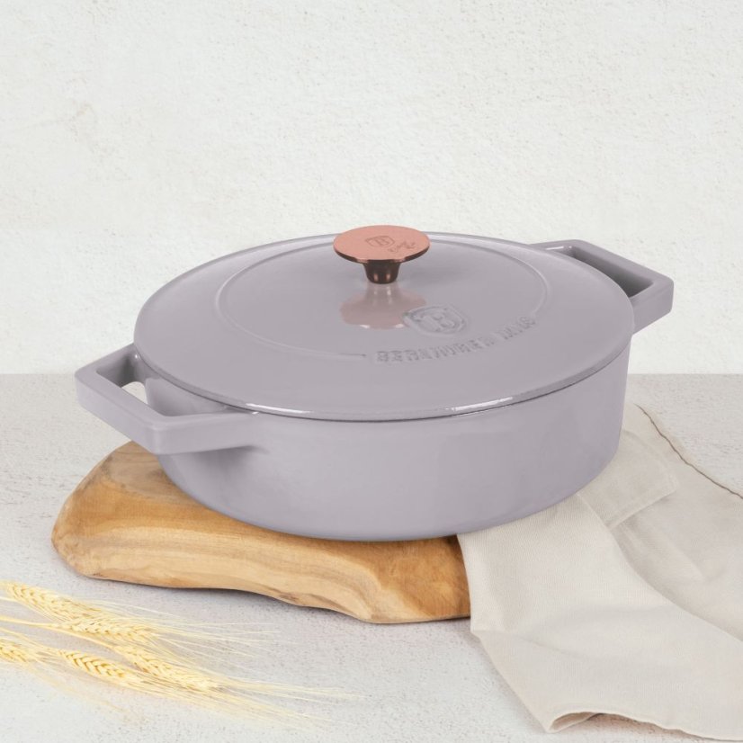 Ťažký liatinový hrniec s vekom Ø 26 cm 2,57 L Berlingerhaus Taupe Collection BH-6527