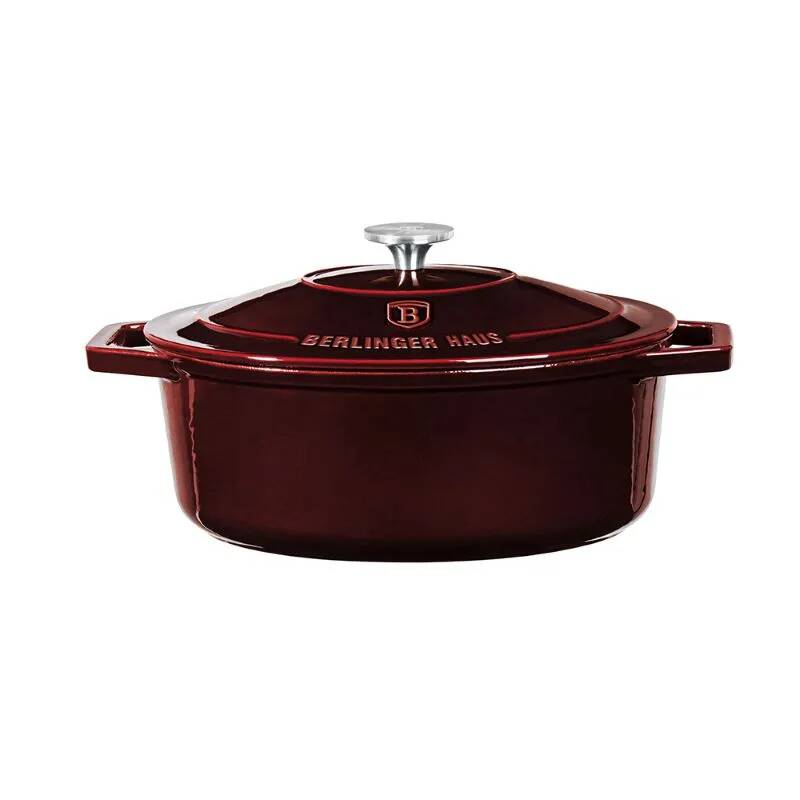 Ťažký liatinový oválny hrniec s vekom 5,56 L Berlingerhaus Burgundy Collection BH-6519