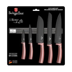Sada kuchynských nožov s magnetickou lištou 6 dielna Berlingerhaus I-Rose Edition BH-2538A