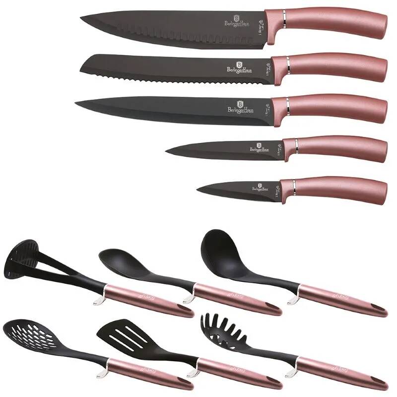 Sada nožov a kuchynského náradia v stojane Berlingerhaus I-Rose Edition BH-6252
