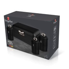 Chlebník s 3 dielnou sadou dóz na potraviny Berlingerhaus Black Silver Collection BH-6754