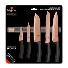 Sada kuchynských nožov s magnetickou lištou 6 dielna Berlingerhaus Metallic Line Rose Gold BH-2614A