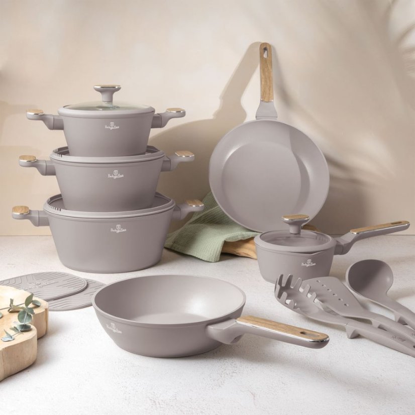 15 pcs cookware set Berlingerhaus Taupe Nordic Collection BH-8344