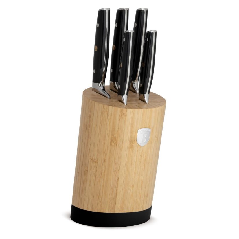 6 pcs knife set with bamboo stand Berlingerhaus Matte Black Collection BH-3136