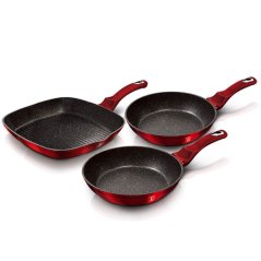 Sada panvíc s mramorovým povrchom 3 dielna Berlingerhaus Metallic Line Burgundy BH-1289N