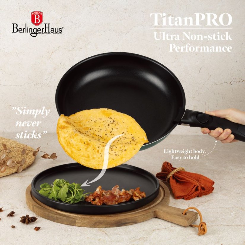 Sada varných a zapékacích mís s odnímatelnou rukojetí 13 dílná vhodná do trouby do 220°C Berlingerhaus Matte Green Collection BH-8423