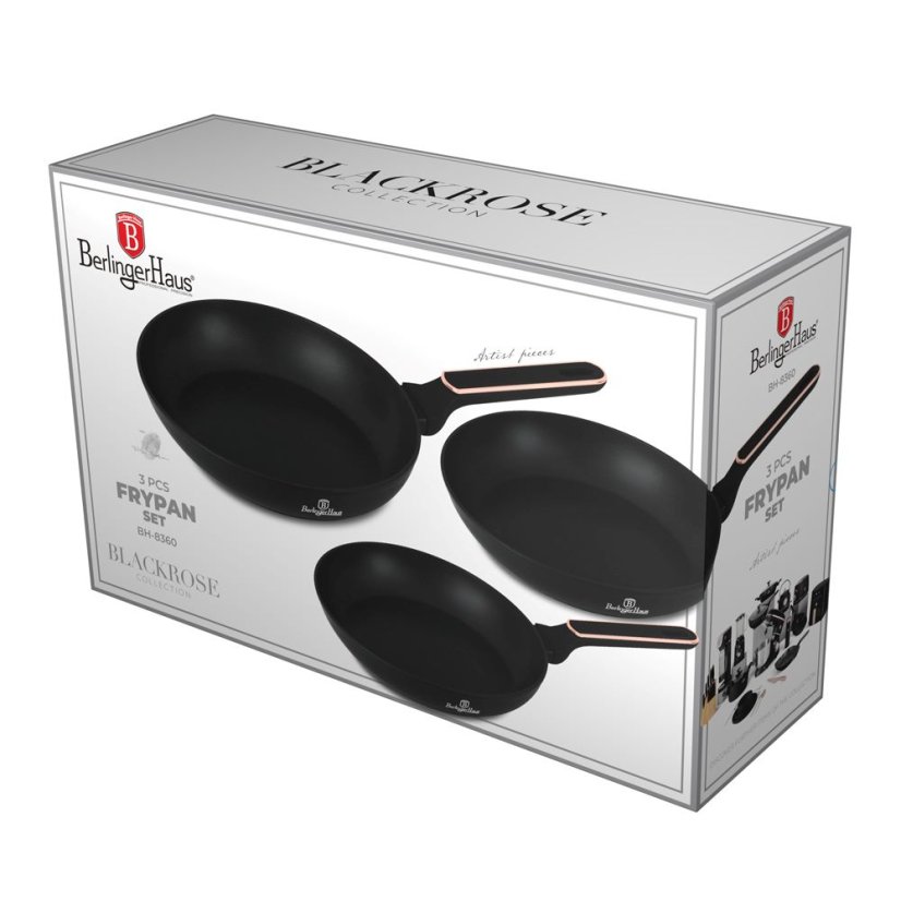 3 pcs frypan set Berlingerhaus Black Rose Collection BH-8360
