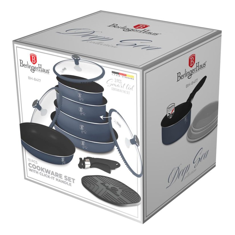 13 pcs cookware set Berlingerhaus Deep Sea Collection BH-8417